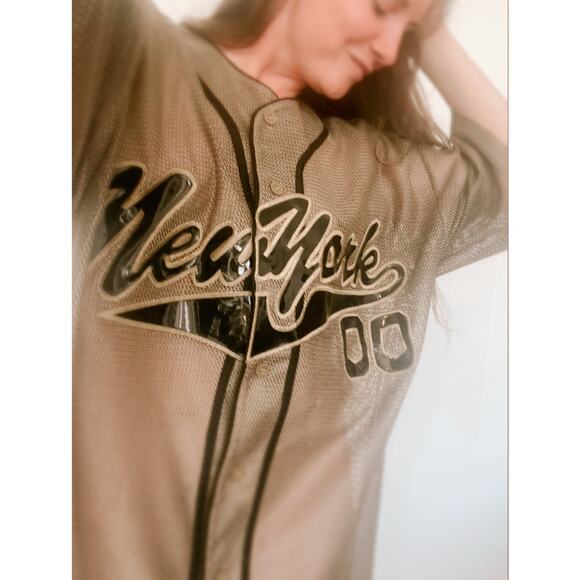 Make offer! Vtg Raw Blue NY Baseball Jersey XXL All-Star Pro street sportswear - Picture 1 of 16